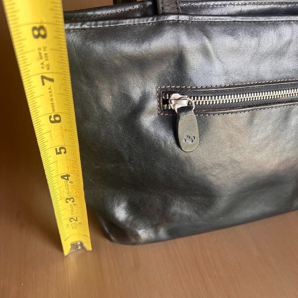 Vintage Original Monsac MW Black Leather Handbag Elegant Timeless Purse Tote - Picture 15 of 16